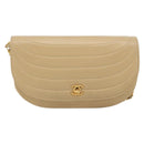 CHANEL Half Moon Chain Shoulder Bag Lamb Skin Beige Gold CC Auth BA13807A-2