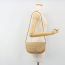 CHANEL Half Moon Chain Shoulder Bag Lamb Skin Beige Gold CC Auth BA13807A-23
