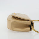 CHANEL Half Moon Chain Shoulder Bag Lamb Skin Beige Gold CC Auth BA13807A-4