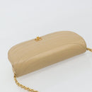 CHANEL Half Moon Chain Shoulder Bag Lamb Skin Beige Gold CC Auth BA13807A-6