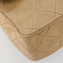 CHANEL Matelasse Shoulder Bag Lamb Skin Beige Gold CC Auth BA13808A-16
