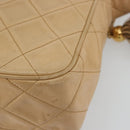 CHANEL Matelasse Shoulder Bag Lamb Skin Beige Gold CC Auth BA13808A-17