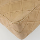 CHANEL Matelasse Shoulder Bag Lamb Skin Beige Gold CC Auth BA13808A-18