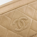 CHANEL Matelasse Shoulder Bag Lamb Skin Beige Gold CC Auth BA13808A-19