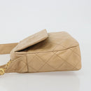 CHANEL Matelasse Shoulder Bag Lamb Skin Beige Gold CC Auth BA13808A-4