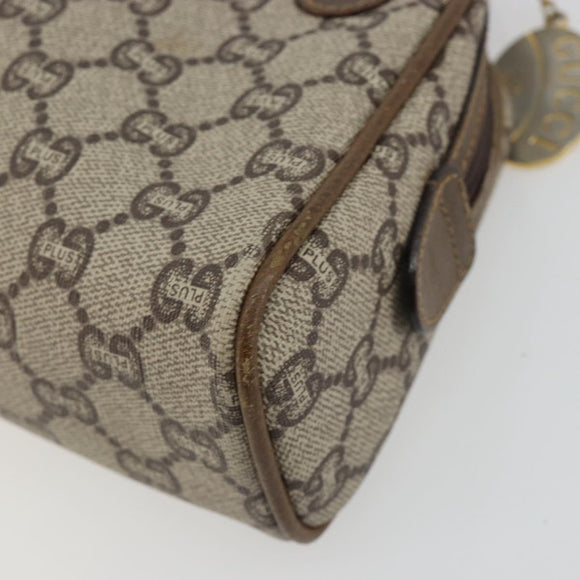 GUCCI GG Plus Supreme Shoulder Bag PVC Beige Gold Auth BA13812