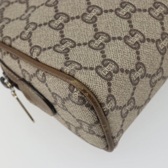 GUCCI GG Plus Supreme Shoulder Bag PVC Beige Gold Auth BA13812