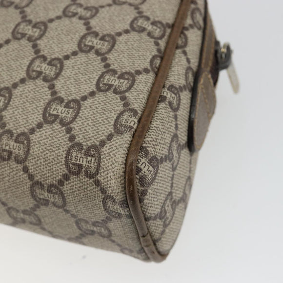 GUCCI GG Plus Supreme Shoulder Bag PVC Beige Gold Auth BA13812