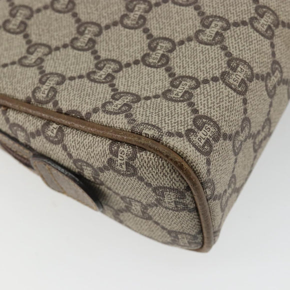 GUCCI GG Plus Supreme Shoulder Bag PVC Beige Gold Auth BA13812
