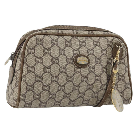 GUCCI GG Plus Supreme Shoulder Bag PVC Beige Gold Auth BA13812