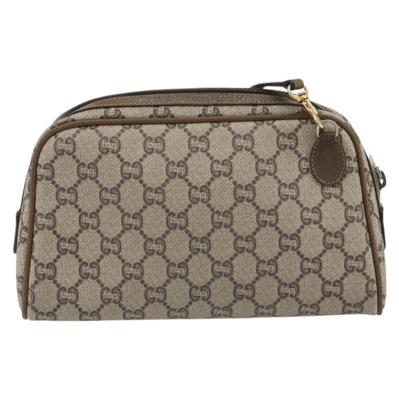 GUCCI GG Plus Supreme Shoulder Bag PVC Beige Gold Auth BA13812