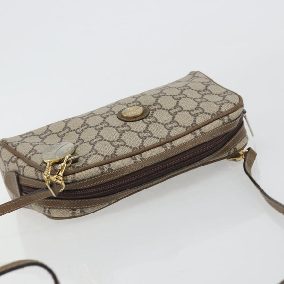 GUCCI GG Plus Supreme Shoulder Bag PVC Beige Gold Auth BA13812