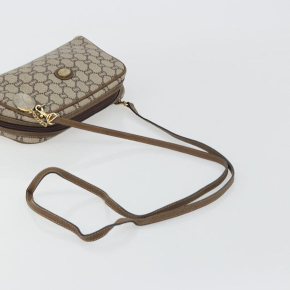 GUCCI GG Plus Supreme Shoulder Bag PVC Beige Gold Auth BA13812