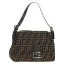 FENDI Zucca Canvas Mamma Baguette Shoulder Bag Brown Black Auth BA13813V-1
