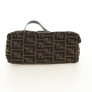 FENDI Zucca Canvas Mamma Baguette Shoulder Bag Brown Black Auth BA13813V-5