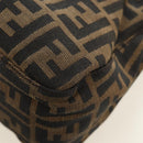 FENDI Zucca Canvas Mamma Baguette Shoulder Bag Brown Black Auth BA13813V-18