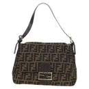 FENDI Zucca Canvas Mamma Baguette Shoulder Bag Brown Black Auth BA13813V-13