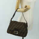FENDI Zucca Canvas Mamma Baguette Shoulder Bag Brown Black Auth BA13813V-26