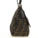 FENDI Zucca Canvas Mamma Baguette Shoulder Bag Brown Black Auth BA13813V-4