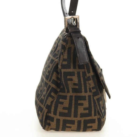 FENDI Zucca Canvas Mamma Baguette Shoulder Bag Brown Black Auth BA13813V