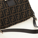 FENDI Zucca Canvas Mamma Baguette Shoulder Bag Brown Black Auth BA13813V-6
