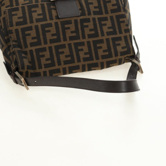 FENDI Zucca Canvas Mamma Baguette Shoulder Bag Brown Black Auth BA13813V