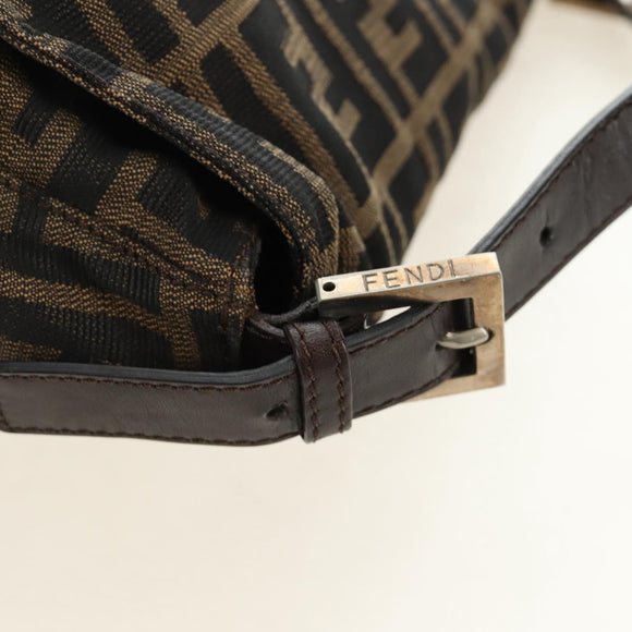 FENDI Zucca Canvas Mamma Baguette Shoulder Bag Brown Black Auth BA13813V