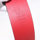 GUCCI Interlocking G Belt Leather 43.7"" Red Silver 546389 Auth BA13818V-9