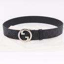 GUCCI GG Supreme Interlocking G Belt PVC 37.4"" Black 703147 Auth BA13819V-10