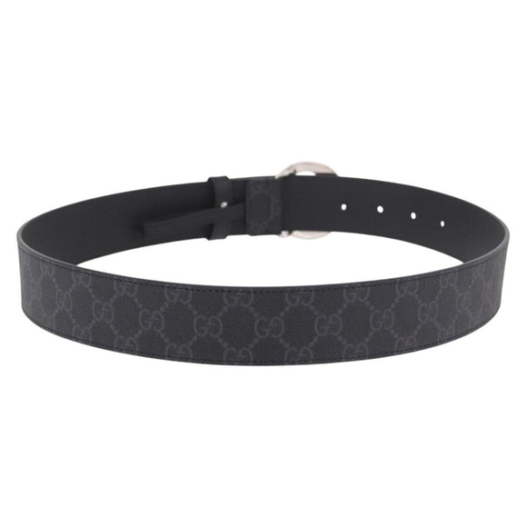GUCCI GG Supreme Interlocking G Belt PVC 37.4"" Black 703147 Auth BA13819V