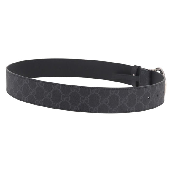 GUCCI GG Supreme Interlocking G Belt PVC 37.4"" Black 703147 Auth BA13819V
