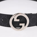 GUCCI GG Supreme Interlocking G Belt PVC 37.4"" Black 703147 Auth BA13819V-5
