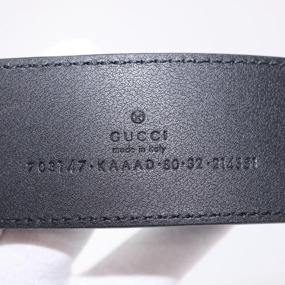 GUCCI GG Supreme Interlocking G Belt PVC 37.4"" Black 703147 Auth BA13819V