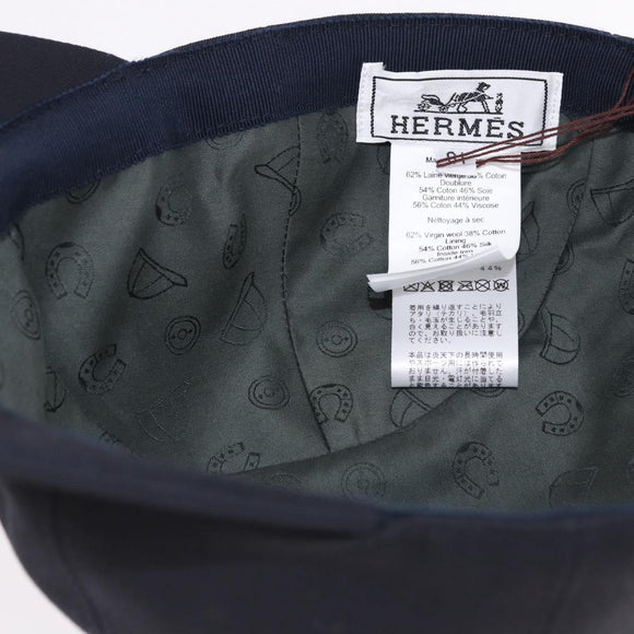 HERMES Casquette Cap Wool Ardoise Auth BA13821M