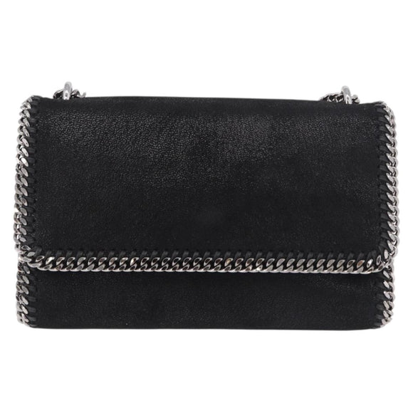 Stella MacCartney Falabella Chain Shoulder Bag Suede Black Silver Auth BA13822V