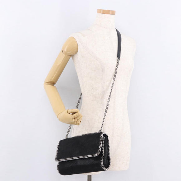 Stella MacCartney Falabella Chain Shoulder Bag Suede Black Silver Auth BA13822V