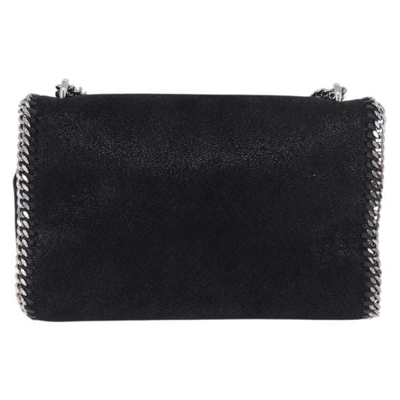 Stella MacCartney Falabella Chain Shoulder Bag Suede Black Silver Auth BA13822V