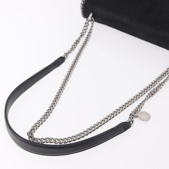 Stella MacCartney Falabella Chain Shoulder Bag Suede Black Silver Auth BA13822V