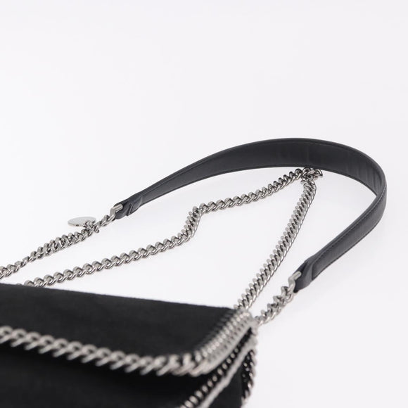 Stella MacCartney Falabella Chain Shoulder Bag Suede Black Silver Auth BA13822V