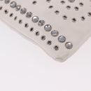 PRADA Clutch Bag Leather White Silver Auth BA13824V-9