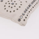 PRADA Clutch Bag Leather White Silver Auth BA13824V-14