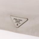 PRADA Clutch Bag Leather White Silver Auth BA13824V-17