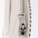 PRADA Clutch Bag Leather White Silver Auth BA13824V-10