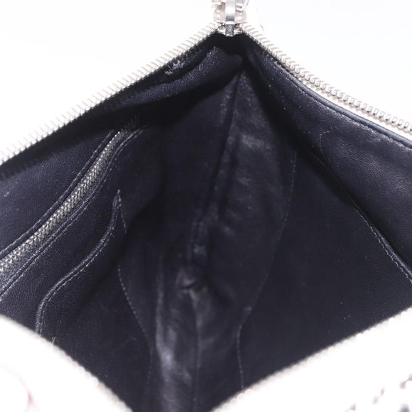 PRADA Clutch Bag Leather White Silver Auth BA13824V