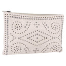 PRADA Clutch Bag Leather White Silver Auth BA13824V-1