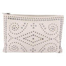 PRADA Clutch Bag Leather White Silver Auth BA13824V-13