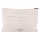 PRADA Clutch Bag Leather White Silver Auth BA13824V-2