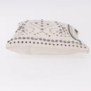 PRADA Clutch Bag Leather White Silver Auth BA13824V-3