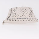 PRADA Clutch Bag Leather White Silver Auth BA13824V-4