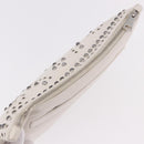 PRADA Clutch Bag Leather White Silver Auth BA13824V-6